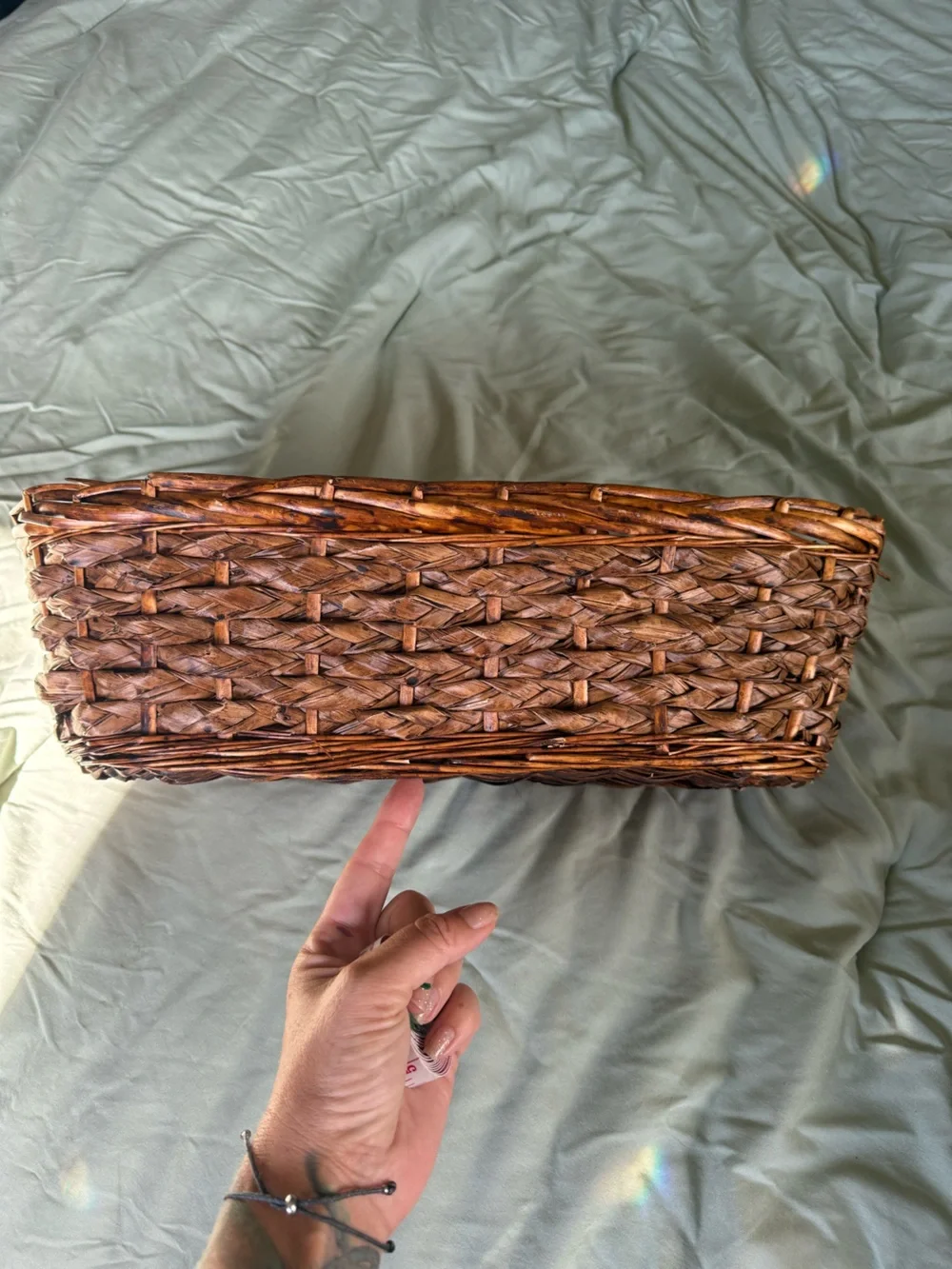 Handwoven Brown Wicker Storage Basket - Home Accents